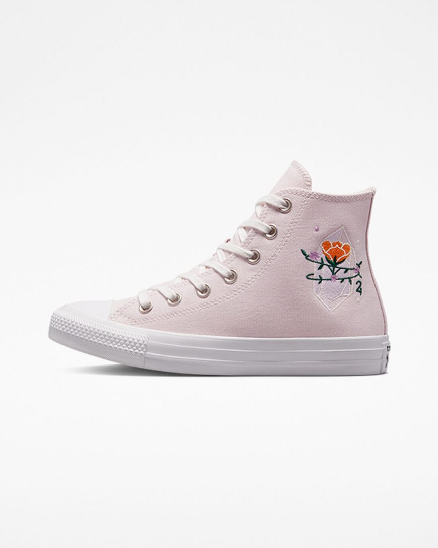 Zapatillas Altas Converse Chuck Taylor All Star Embroidered Crystals Mujer Rosas Blancas | PE EP24W5